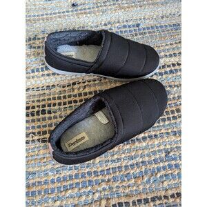 Dearforms Women's 9/10 Water Resistant Slip On Slippers Memory Foam Black